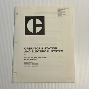 CAT Caterpillar Operations Station Electrical System Motor Graders Manual Guide